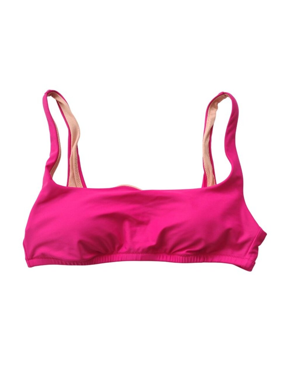 J Crew Squareneck Bikini Top M NEW Radiant Fuschia Soft Cup Swim Top